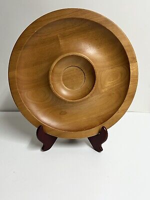 Olive & Thyme Wooden Round Wood Tray Dipping Compartment 13” Diameter-image