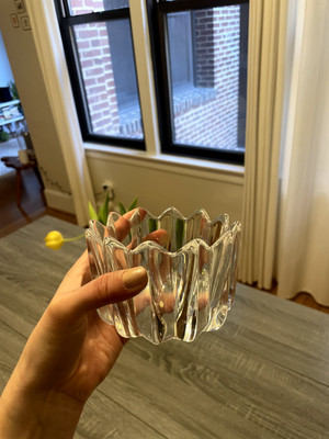 Vintage Orrefors Fleur Crystal Flower Bowl, 3.5