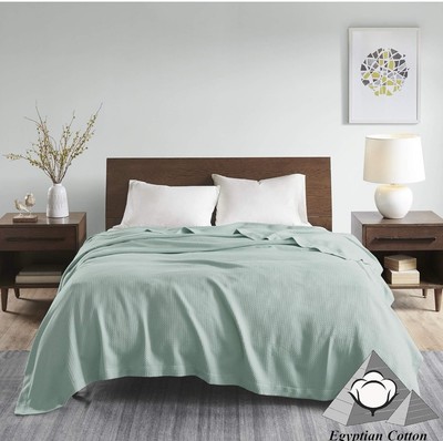 Madison Park Cotton Luxury Blanket Soft Cozy 100%Egyptian Cotton for Bed or Sofa-image