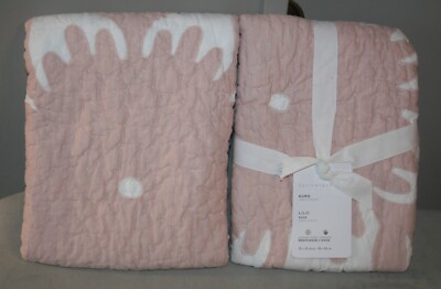 Pottery Barn Lilo Floral Euro Shams Blush Set 2 Farmhouse Organic Pair - NEW-image