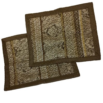 Madison Park Pillow Sham Pair Brown Copper Silver Quilted Floral 2 Bedding-image