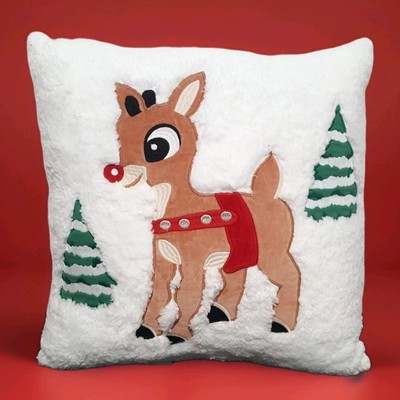 NEW RARE Pottery Barn Kids Rudolph The Red Nose Reindeer Pillow Christmas NWT -image