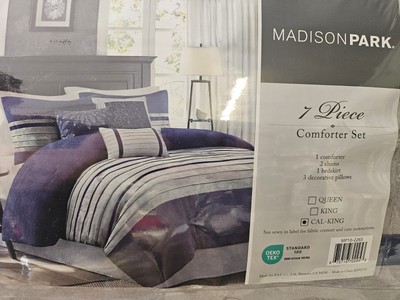 Madison Park 7 Piece Comforter Set with Shams Cal  King Size Bedding Set-image