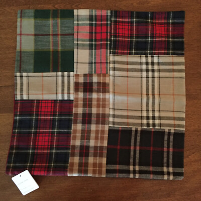 Pottery Barn Kirk Patchwork Plaid Pillow Cover 20x20 NWT Christmas Holiday-image