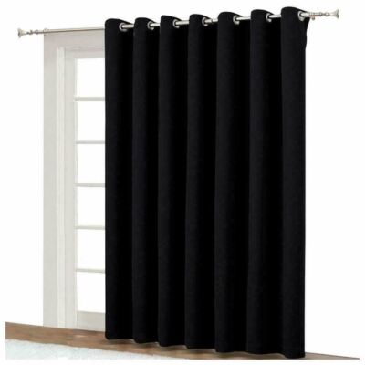 Window Blinds Light Filter Wide Curtain Patio Slide Door Sun Block Black 100x84
