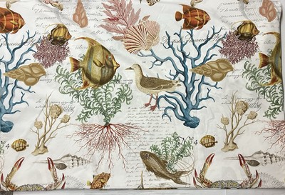 Pottery Barn Coastal Sealife King Duvet Plus 2 Euro Shams Ocean Sea Life Beach-image