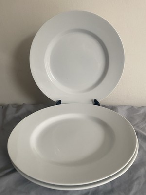 3 Pottery Barn Great White Traditional Dinner Plates 12 Inches EUC-image