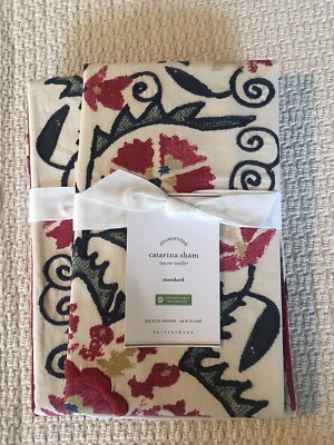 Set/2 Pottery Barn Catarina Embroidered Standard Shams Gorgeous!!-image