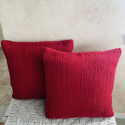 Pottery Barn large pillows & shams Red Pair-image