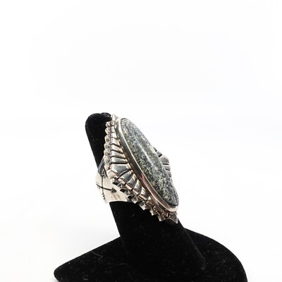 King Baby Studio Turquoise On Diamond Shaped Silver Frame Fine Silver 925 Size 7-image