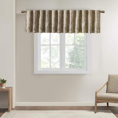 Andora Embroidered Rod Pocket Valance, Tree Small Faux Silk Valances for Wind...-image