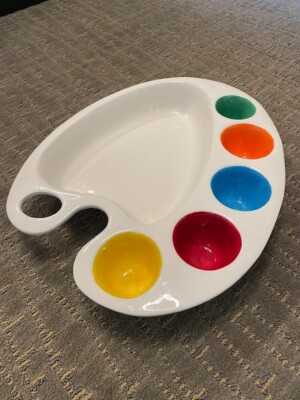 blanc de blanc, White Ceramic Collection, Artist Pallete Chip and Dip Platter-image