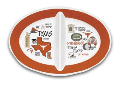 NEW NCAA Texas Longhorns 2 Section Platter-Chip & Dip, Veggie Platter Plate NWT-image