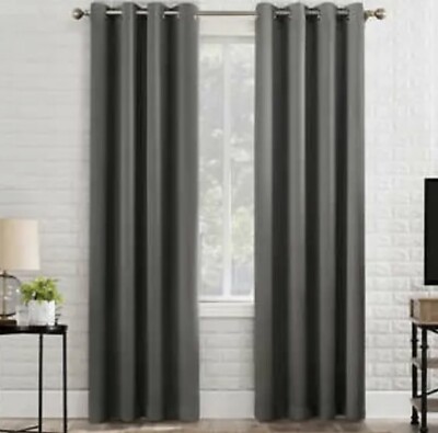 NEW Sun Zero Broderick Theater Grade Blackout Curtain One Panel 52” x 84'' Gray-image