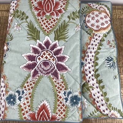 Pottery Barn Billie Damask Floral Quilted Standard Shams Set of 2-image