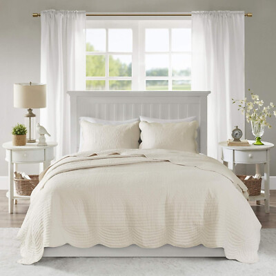 Madison Park 3-Pcs Comfy Coverlet Set | Sz-King/ Cal King | Medallion Cream.-image