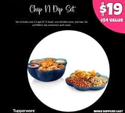 New~ Tupperware Jumbo 1.5 Gallon Chip N Dip Bowl Set.  Sapphire Blue 🥣-image