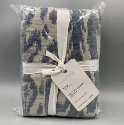 Pottery Barn Ikat Jacquard Comforter Sham Blue Euro #4827L-image