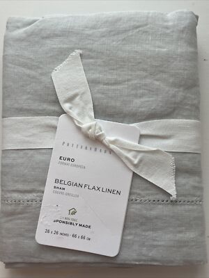 (1) Pottery Barn Belgian Flax Linen EURO Sham - Soft Gray - NEW-image