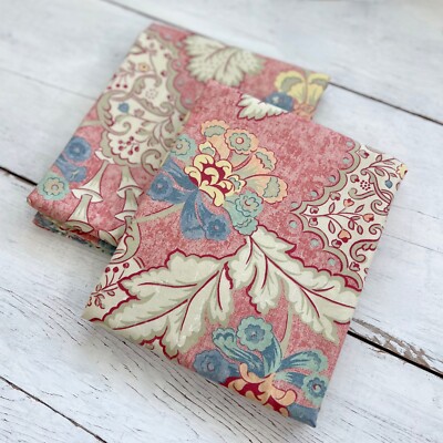 2 Pottery Barn Florentine Palampore Euro 26 Pillow Shams Red Blue Floral Vintage-image