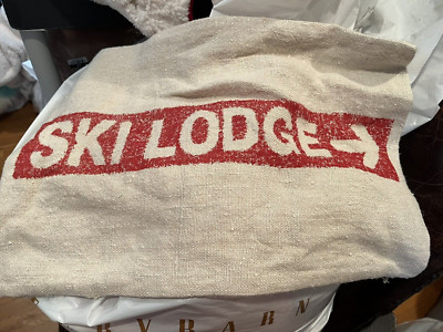 Pottery Barn Ski Lodge skiing linen  14 20 pillow cover grain sack New-image