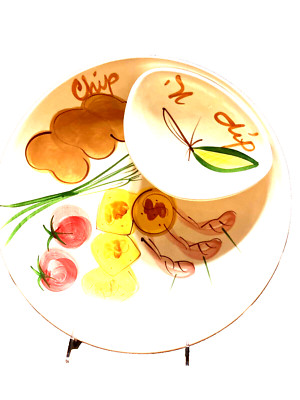 VINTAGE RETRO MCM LOS ANGELES POTTERY CHIP DIP BOWL LARGE 13