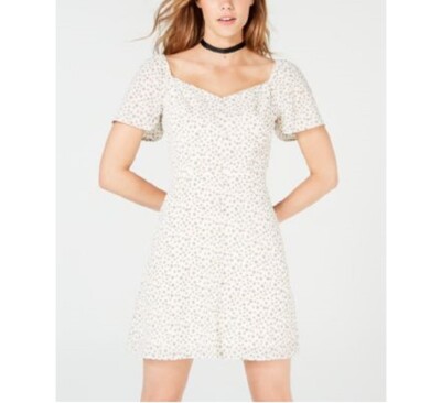 City Studio Junior Womens M Cream Olive Button Flutter Sleeve ALine Dress NWT-image