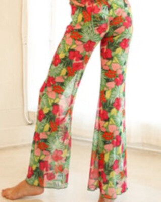 Dipping Daisys NWT Floral Mesh Flair Palm Springs Pants Size Large-image