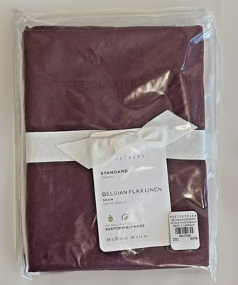 Pottery Barn Merlot Pillow Sham, Flax Linen, Burgundy Wine Red, 26 x 20 in-image
