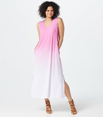 Elizabeth & Clarke Dip-Dye Maxi Dress with StainTech Pink Quartz XL A378038-image