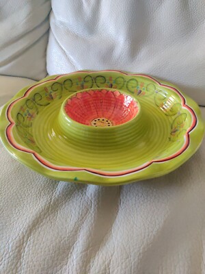 Pasilla Chip & Dip Bowl Appetizer Tray Fiesta nacho flower 13.5