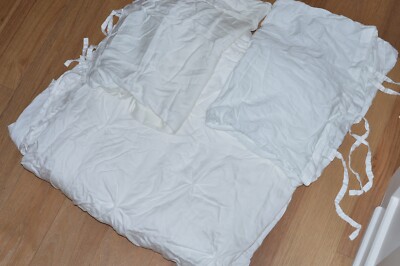 Pottery Barn Teen Microfiber Luxe Pintuck Duvet Cover Full Queen White 2 Shams-image