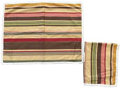 2 Pottery Barn Duncan Stripe Standard Pillow Shams Brown Yellow Red Green-image