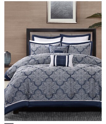 Madison Park Medina 8 Piece Jacquard Comforter Set, Queen-image