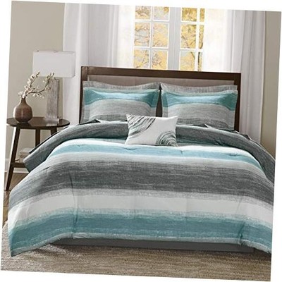  Essentials Queen Comforter Set, Bed in a Bag Queen, Watercolor Print Coastal -image