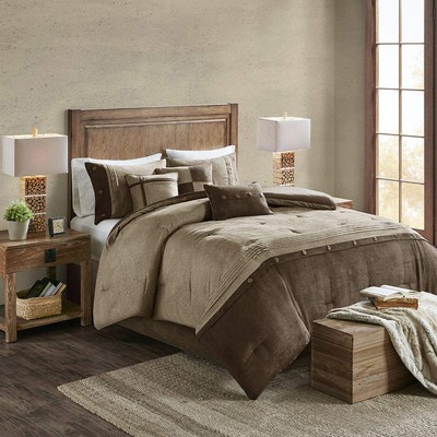 Boone Cozy Comforter Set, Faux Suede, Deluxe Hotel Styling All Season Down Al...-image