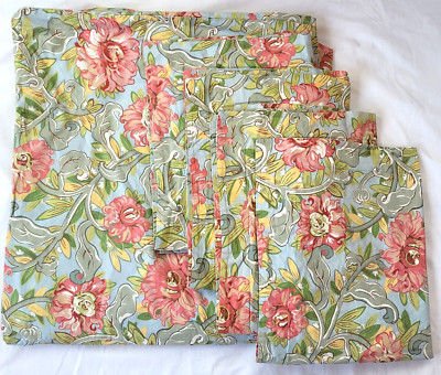 Pottery Barn Santa Ynez Dahlia Full Queen Duvet Cover 4 Standard Shams Floral-image