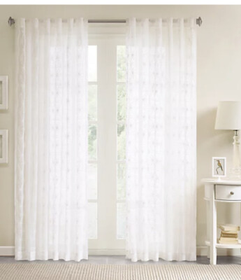 Madison Park Gemma 84-Inch Sheer Rod Pocket/Back Tab Window Curtain Panel Single-image