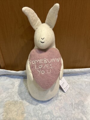 Pottery Barn Some Bunny Loves You Hand-Stitched Bunny Shaped Pillow-image