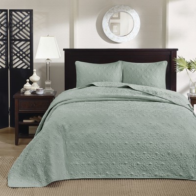 3 Piece Reversible Bedspread Set Seafoam King-image