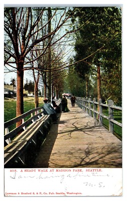 Shady Walk at Madison Park in Seattle Washington WA c1909 Postcard-image