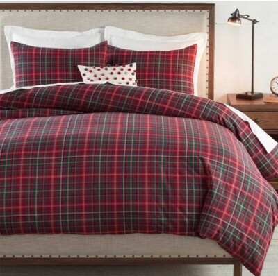 NEW Pottery Barn LYNBROOK PLAID King / Cal. K Duvet Cover + Standard Pillowcases-image