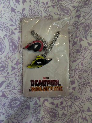 RARE Deadpool & Wolverine Heart Shaped Dual Necklaces 14” Marvel Studios-image