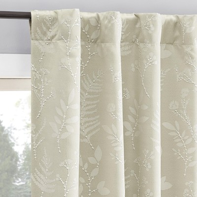 Ambridge 2-Pack Embroidered Botanical Leaf Pleated Look 100% Blackout Back Ta...-image