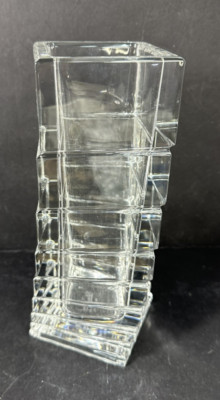 Vintage Rosenthal Studio Line Turnus Crystal Stacked Squares Twisted Vase-image