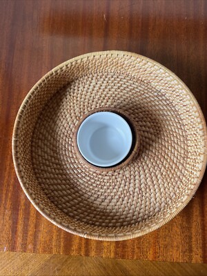 Pomerantz Woven Chip & Dip Set Outdoor Entertaining Party Boho Beachy Natural-image
