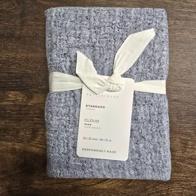 POTTERY BARN CLOUD COTTON/LINEN SHAM, STANDARD ~ STEEL BLUE-image