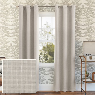 Norman Grid Texture Thermal Total Blackout Grommet Curtain Panel, 40