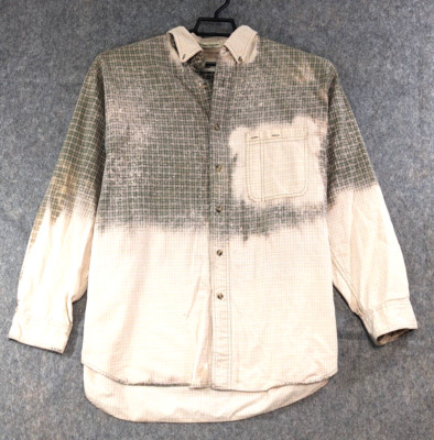 Herringbone Naturals Top Women Extra Large Green Bleached Ombre Distress Button-image