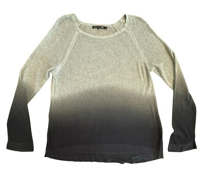 Rag & Bone Jean Womens Ombre Knit Top size Large Black Gray Mesh Net Long Sleeve-image